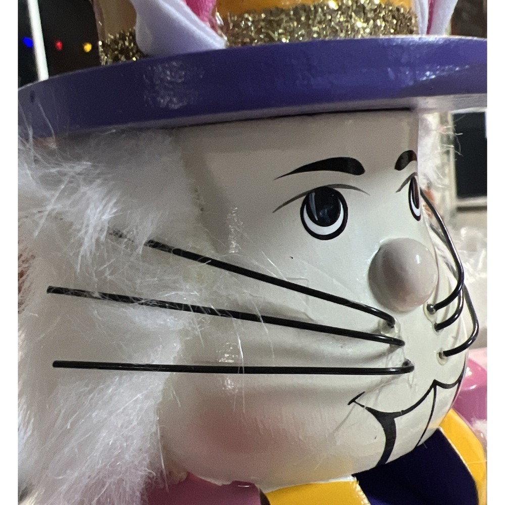 White Rabbit Nutcracker Alice Wonderland Fantasy Christmas Decor "I'm late!" 14" - Picture 9 of 9
